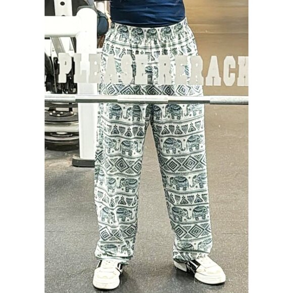 Young LA Ugly A** Pant Tribal Elephants Ivory Navy Thai Exercise Lifting Joggers - Picture 4 of 12